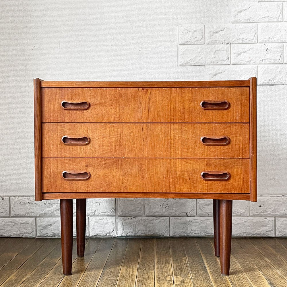 デンマークビンテージ Danish Vintage チーク材 スモール 3段 ドロワー チェスト サイドチェスト チーク材 北欧家具 ◎