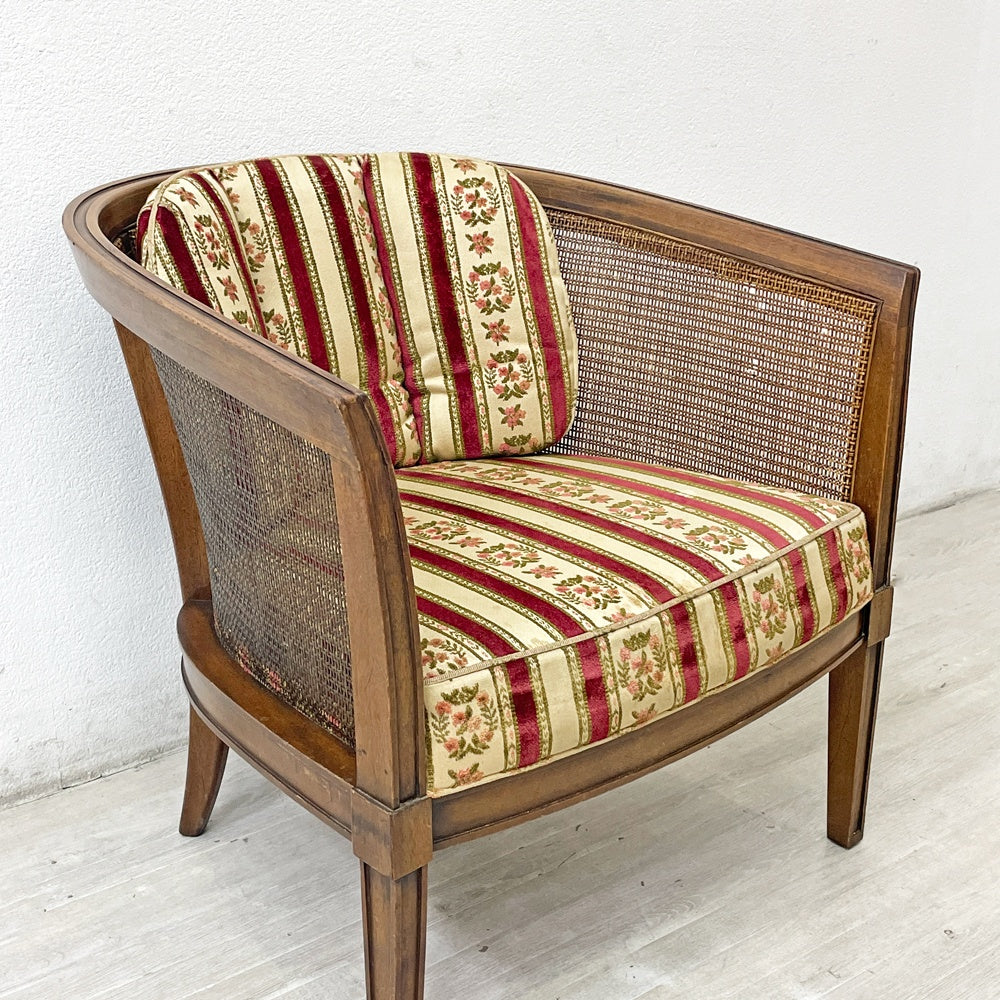 ドレクセルヘリテイジ DREXEL HERITAGE トライユン TRIUNE アップホルスタリーチェア UPHOLSTERY CHAIR ラタン張り USビンテージ B ●