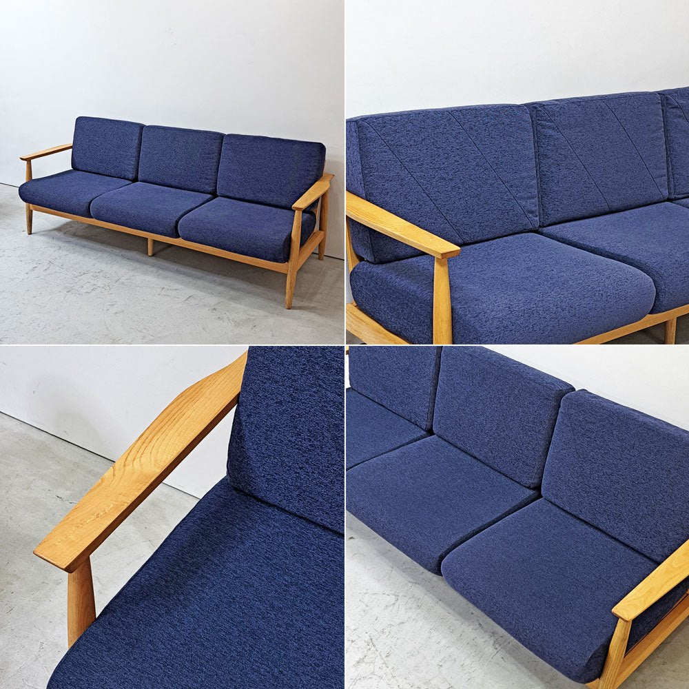 シーヴ SIEVE ラル lull 3シーター ソファ ネイビー系 カバーリング 幅196cm 北欧スタイル 廃番 定価￥110,000- ●