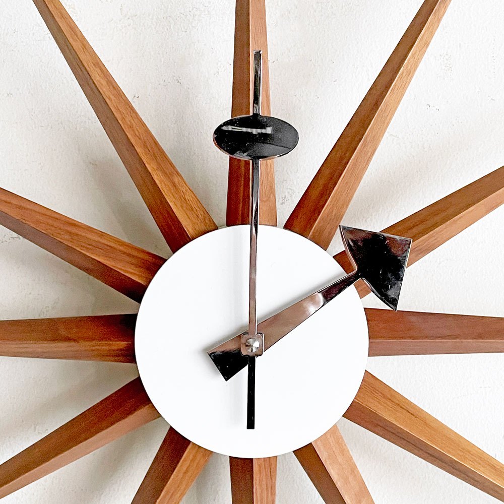 ヴィトラ vitra サンバーストクロック Sunburst Clock ウォールクロック 掛時計 ウォールナット ジョージネルソン George Nelson ミッドセンチュリー Φ47cm ■