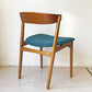 デンマークビンテージ Danish Vintage チーク材 ダイニングチェア ハーフアーム プライウッド ファブリック 北欧家具 A ★