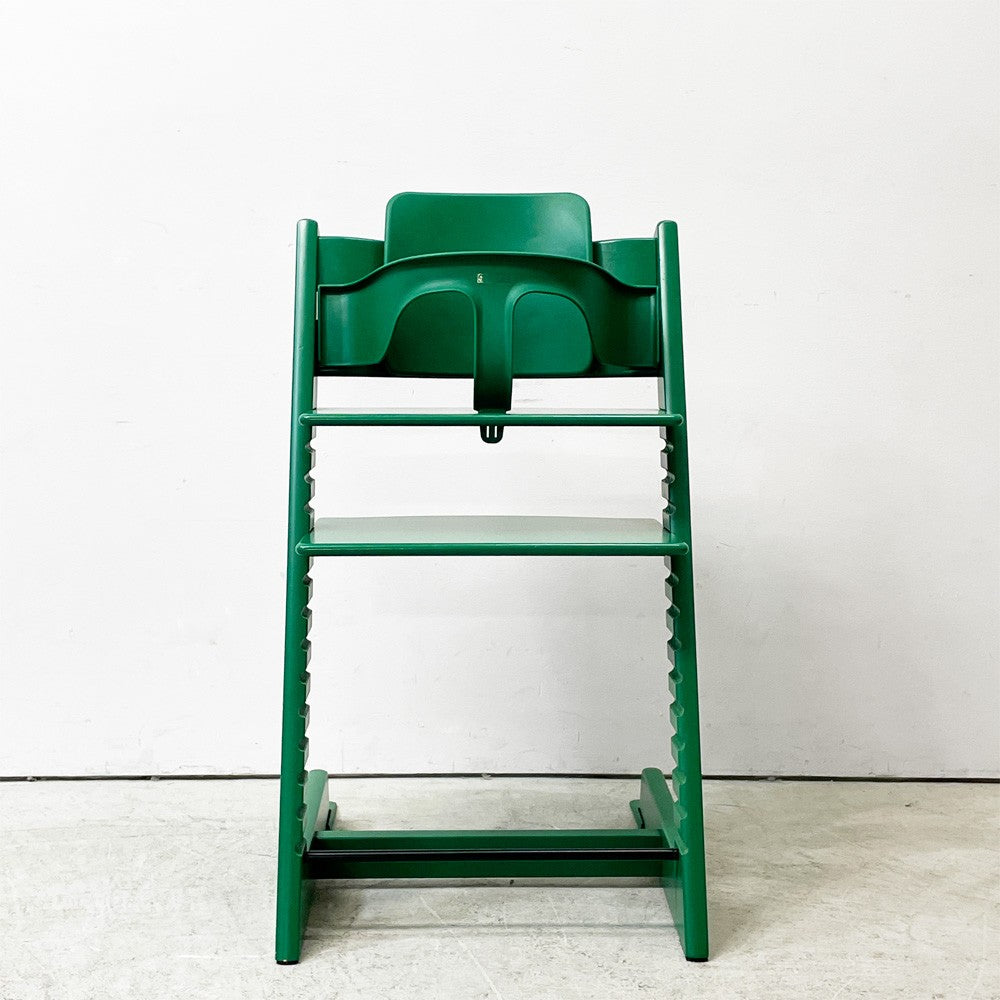 ストッケ STOKKE トリップトラップ TRIPP TRAPP ベビーチェア キッズチェア S/N6～ ガード・グライダー付き グリーン ノルウェー 北欧家具 ●