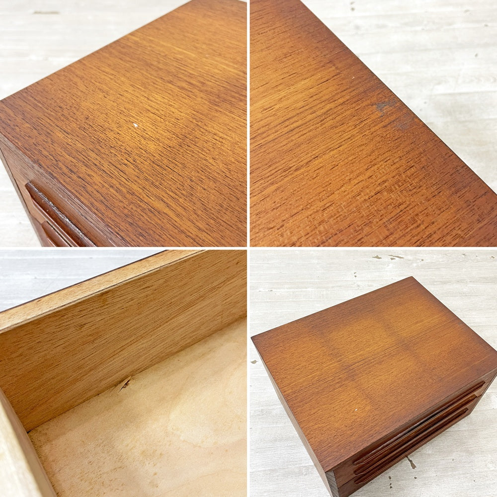 ジャパンビンテージ Japan vintage カトラリーケース 小型収納 小引き出し チーク無垢材 3杯 抽斗 古家具 古道具 ●