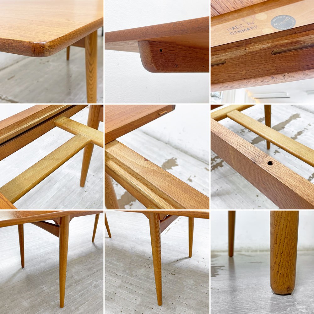 アンドレアス・タック Andreas Tuck エクステンション ダイニングテーブル AT310 チーク材×オーク材 ハンス・Ｊ・ウェグナー 北欧 デンマークビンテージ ●