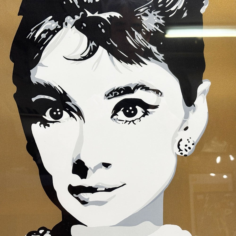 コンラッドリーチ CONRAD LEACH オードリー・ヘップバーン Audrey Hepburn シルクスクリーン アートフレーム ポスター ポップアート 5/30 希少 40×81.5cm(スクリーンサイズ) 額装品 ゴールド ●