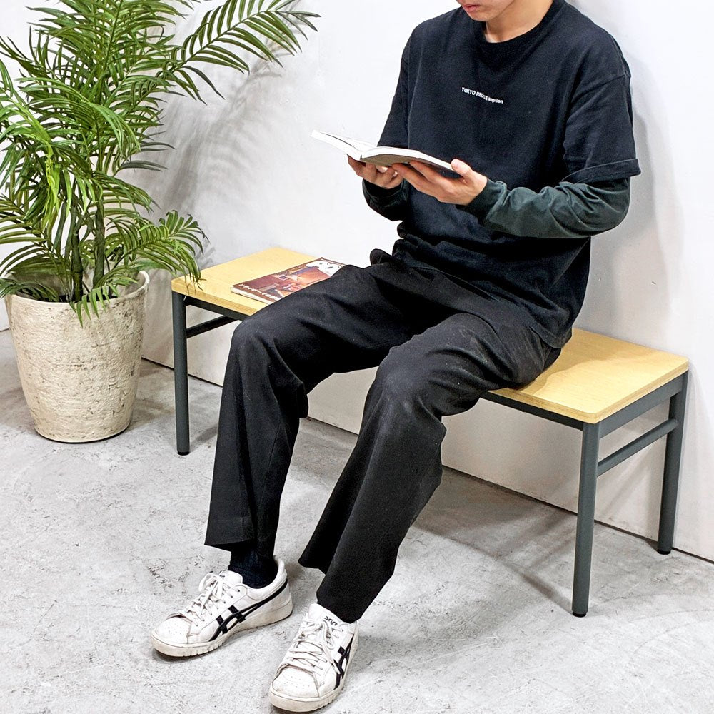 マスターウォール MASTERWAL レ・フォルメ Les Formes ブルエ BLEUET ベンチ ウッドトップ スチールレッグ W110cm 佐々木 章行 廃番 外箱付き 未使用保管品 ●