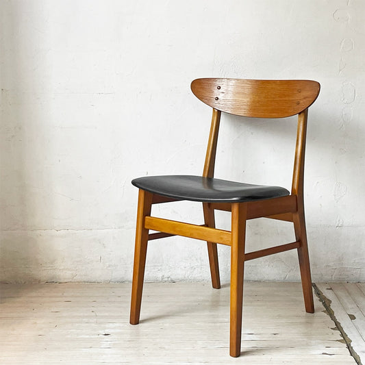 ファーストラップ FARSTRUP サイドチェア No.210 ダイニングチェア チーク材×ビーチ材 レザー デンマーク 北欧ビンテージ ★