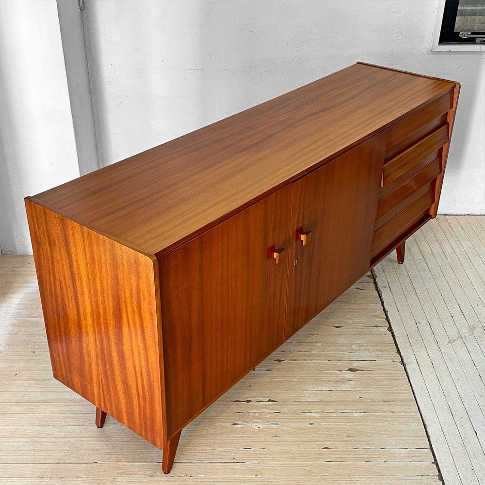 インテリア プラハ Interier Praha マホガニー材 サイドボード U-460 W165cm  ジルジ・ジロテック Jiri Jiroutek チェコ ビンテージ 60s 北欧スタイル 鍵欠品 ★