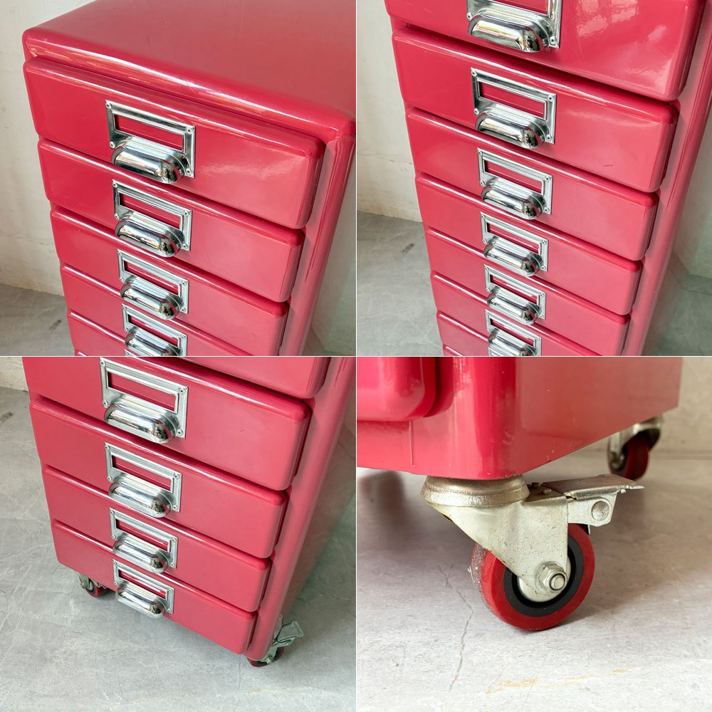 ダルトン DULTON 10 ドロワーズチェスト Drawers Chest with Castor キャビネット レッド 赤 キャスター付 廃盤 ★