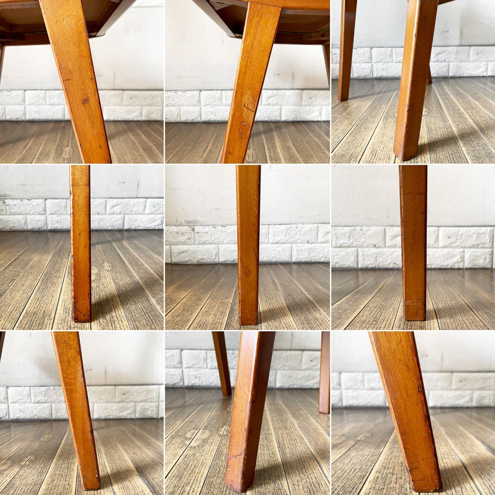 UKビンテージ Vintage ラダーバック ダイニングチェア ファブリックシート ライトグリーン系 座面張替済 英国家具 ◎