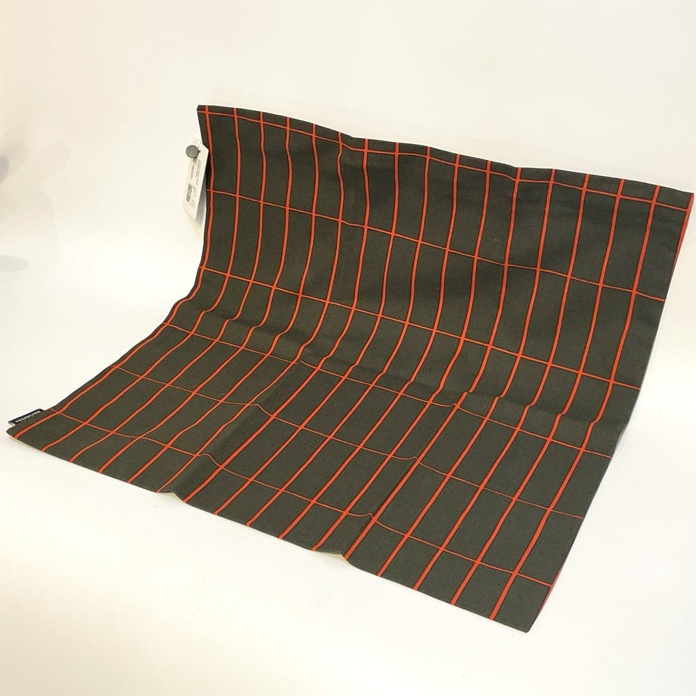 マリメッコ Marimekko ティイリスキヴィ Tiiliskivi ダークグリーン×レッド クッションカバー 新品未使用品 A ★