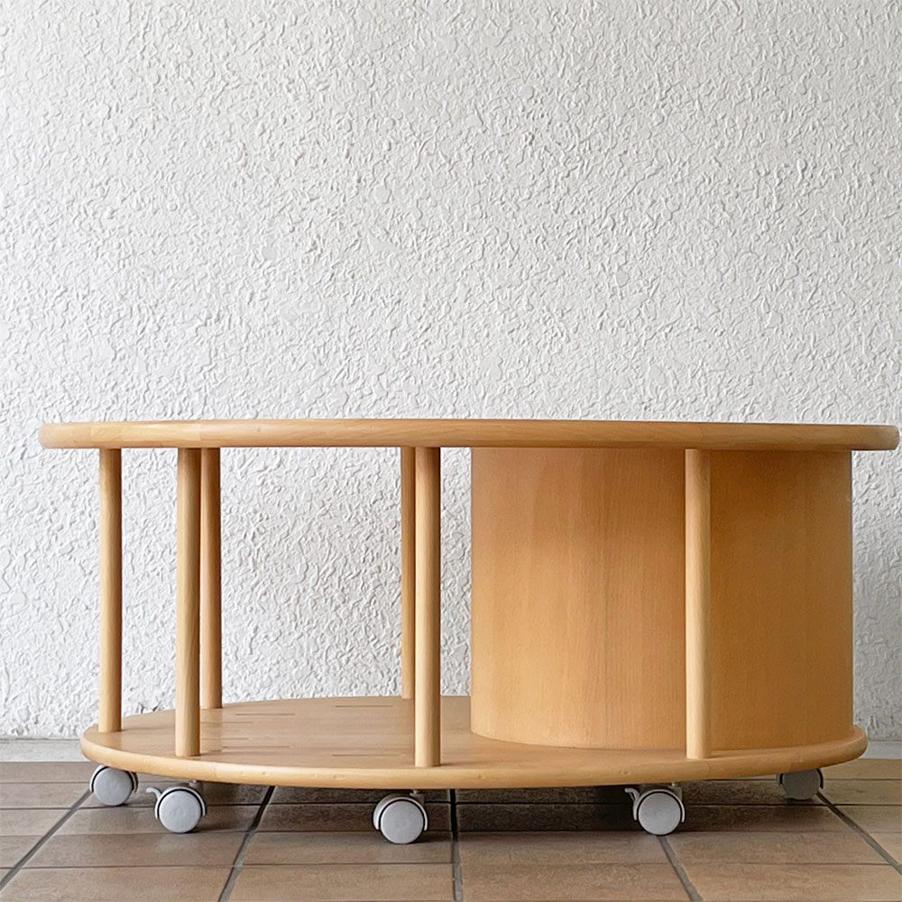 アクタス ACTUS ムーナ MUNA リビングテーブル 小物入れスペース & ブックスタンド キャスター付き ビーチ材 佐々木章行 ◇