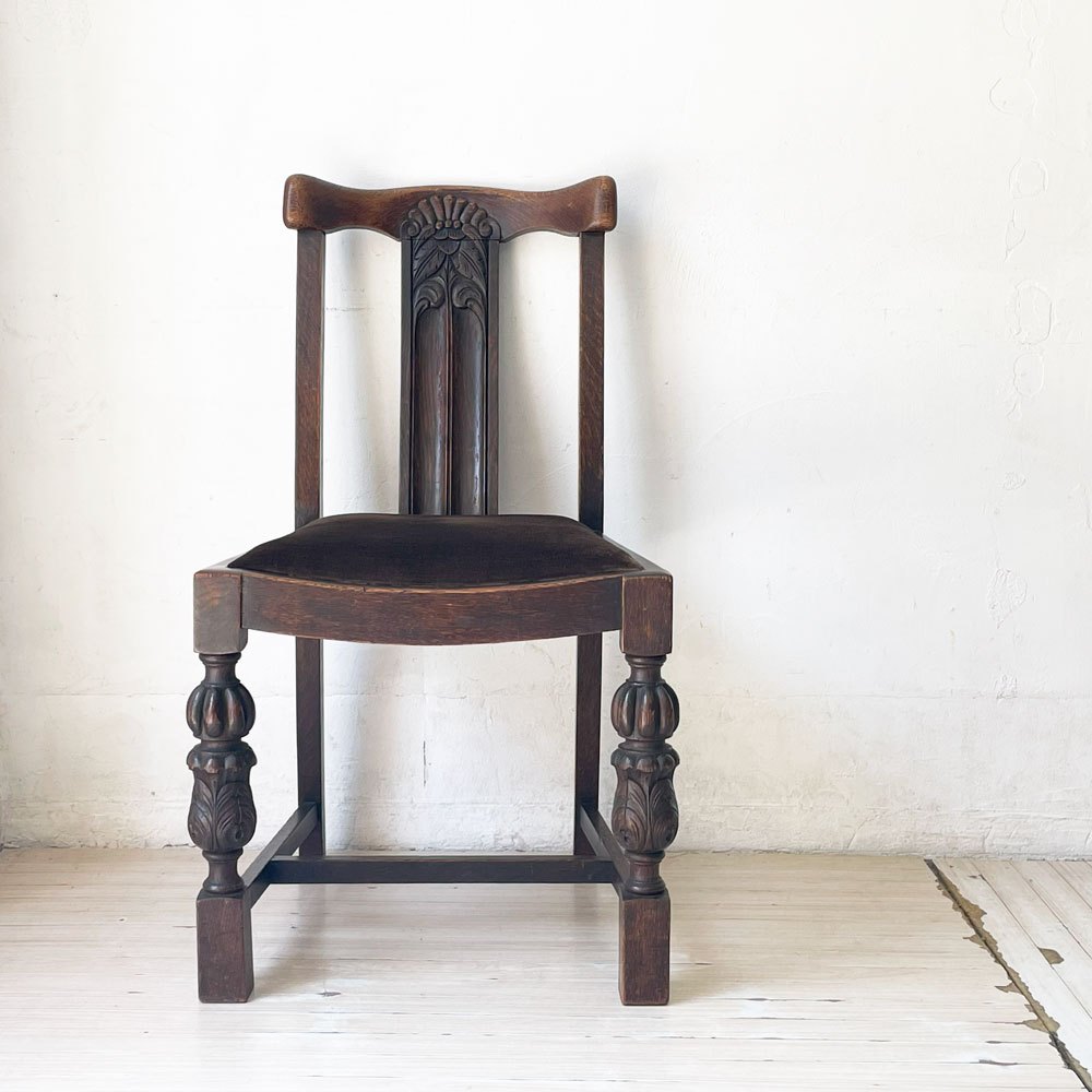 UKビンテージ UK Vintage ダイニングチェア オーク無垢材 バルボスレッグ トラディショナルデザイン 英国家具 B ★
