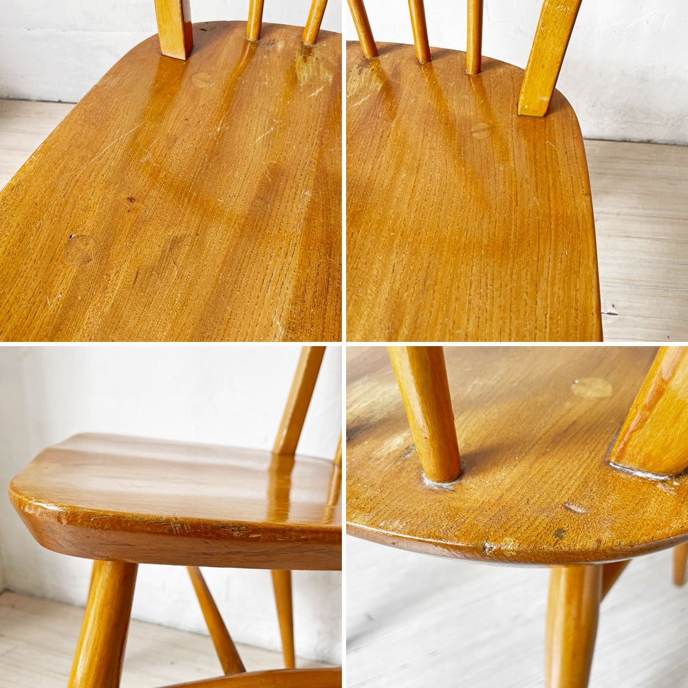 アーコール Ercol フープバックチェア ダイニングチェア スポークバック エルム材 UKビンテージ 英国家具 ★