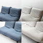 リーンロゼ ligne roset カラン CALIN 2シーターソファ ブルー系 ファブリック ウッドレッグ W167cm イージーカバー付き 定価￥404,800～ ●