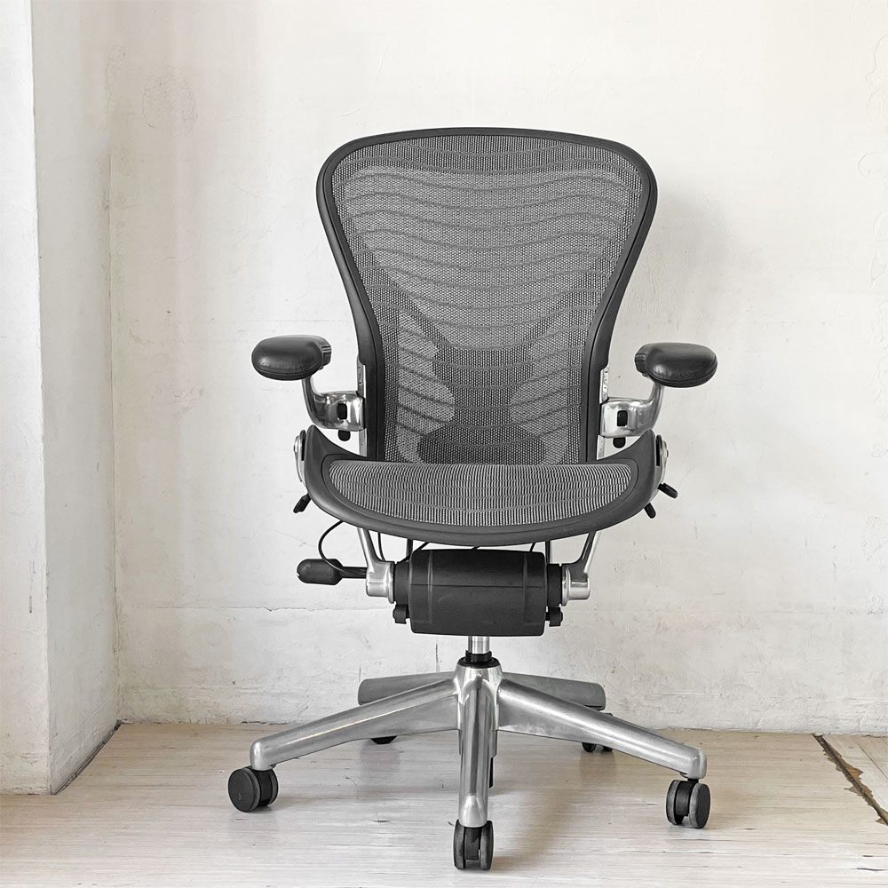 ハーマンミラー Herman Miller アーロンチェア Bサイズ ポスチャーフィット ウェイブ ポリッシュドアルミベース ビル・スタンフ ＆ ドン・チャドウィック ★