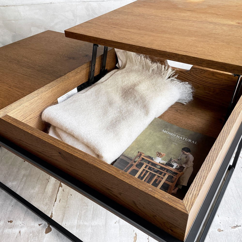 クラッシュゲート CRASH GATE イージーライフ Easy Life ロージー ROSY コーヒーテーブル ローテーブル リフトアップテーブル オーク材 スチール脚 定価¥71,500- ♪