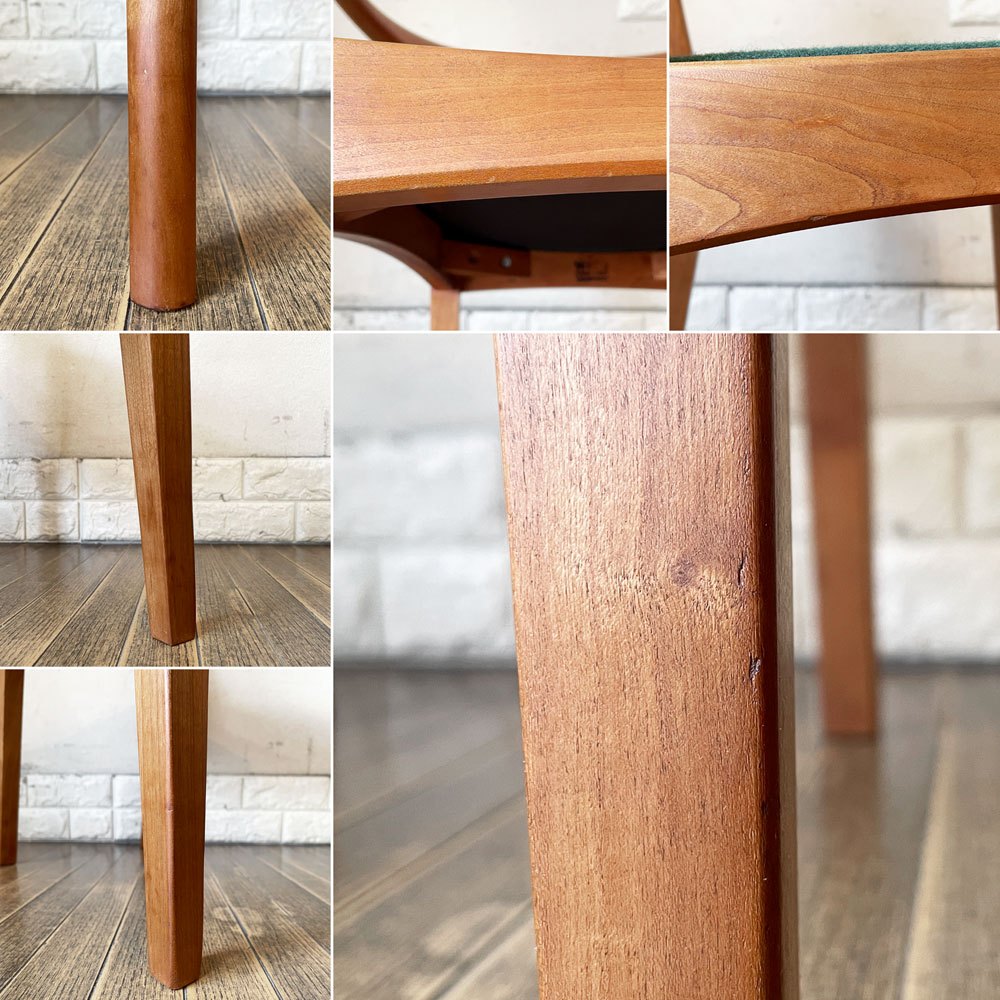 ウッドユウライクカンパニー WOOD YOU LIKE COMPANY アイチェア AI CHAIR ハーフアームチェア チェリー無垢材 クッションタイプ グリーンファブリック 座面張替済 ◎