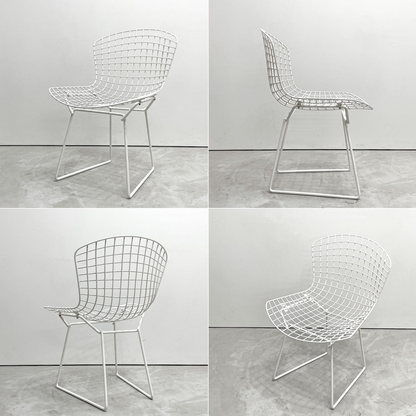 ノル Knoll 420 サイドチェア ワイヤーチェア ダイニングチェア ホワイト × レッド ファブリック フルカバー仕様 ハリー・ベルトイア ミッドセンチュリー ビンテージ ●