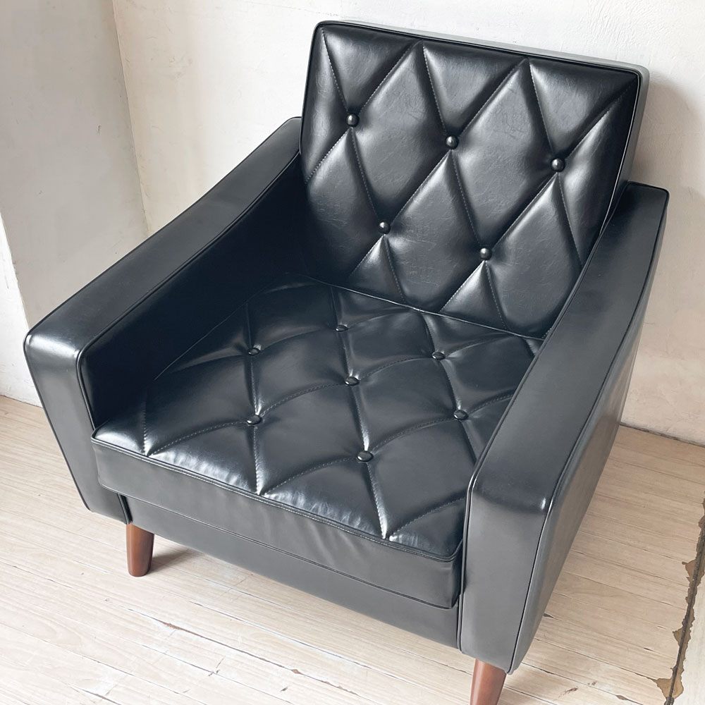 カリモク60 karimoku60 ロビーチェア スタンダードブラック 1Pソファ 1シーター レトロモダン ミッドセンチュリー 定価￥75,130- ★