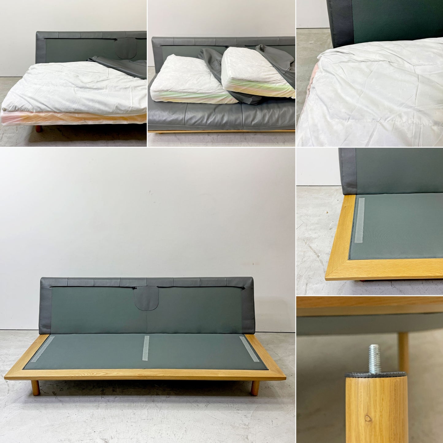 アクタス ACTUS ファイブ・バイ・ファイブ five by five フラッド FLAD 2.5シーターソファ オーク材 O-7300 グレー W180cm 牛革 定価￥272,800- ●