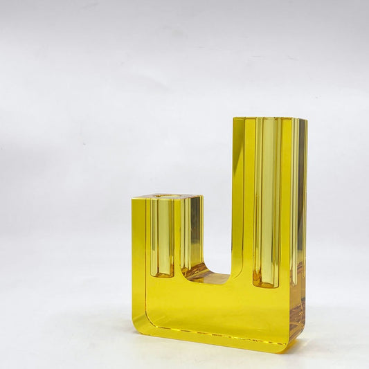 ヒュプシュ Hübsch デュオベース Duo Vase ガラスベース フラワーベース クリスタルガラス デンマーク 北欧 イエロー モダンデザイン ●