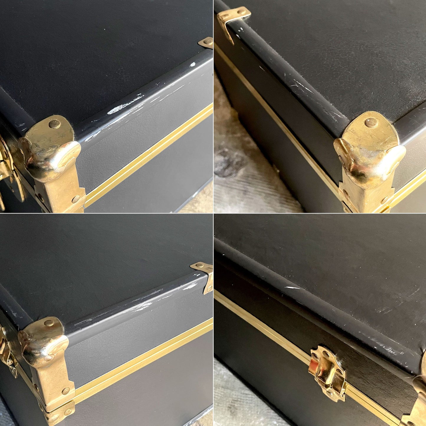 スワード トランク Seward Trunk トランクボックス ビニールレザー ブラック ゴールド 鍵付き 収納 アメリカ ■