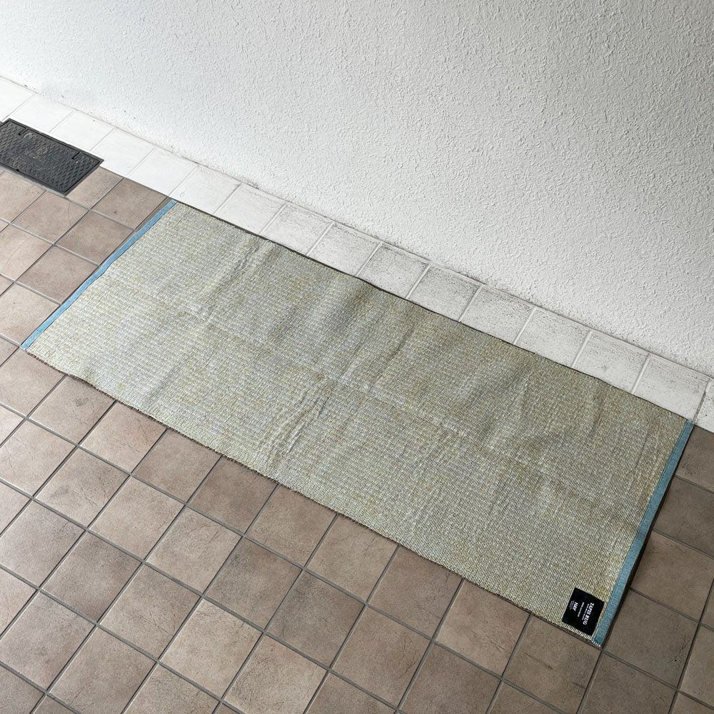 ヘイ HAY タピス TAPIS ラグ 80×200 コットン×ジュート ジュリ・リショズ ハンドメイド チェスナッツ＆ブルー 定価30,800円 良品 ◇