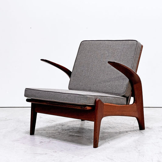 ギムソン＆スレーター Gimson & Slater ローバックラウンジチェア チーク材 Rolf Rastad & Adolf Relling  クッション交換品 イギリスビンテージ 北欧スタイル ●