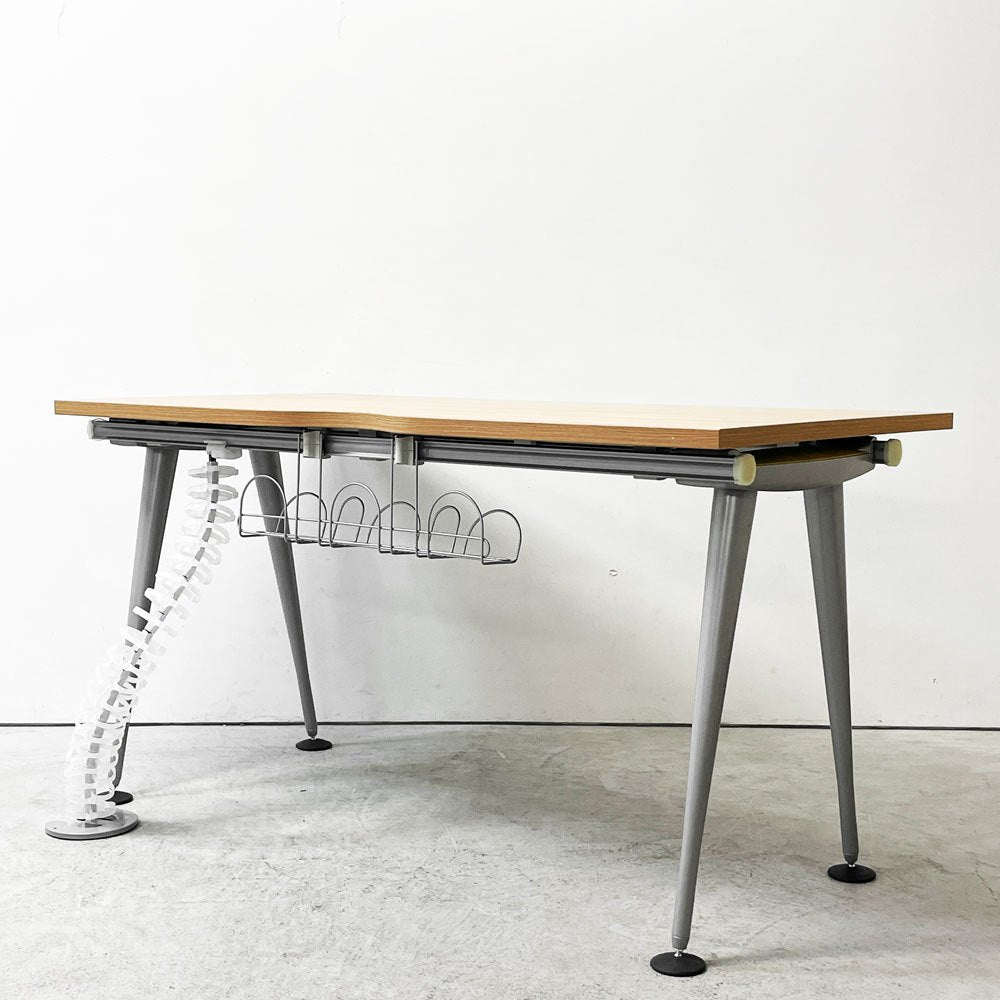 ハーマンミラー Herman Miller アバックエンバイロメンツ ABAK ミーティングテーブル デスク W140cm オークカラー ケーブルスパイン付き ティム・ウォレス A●