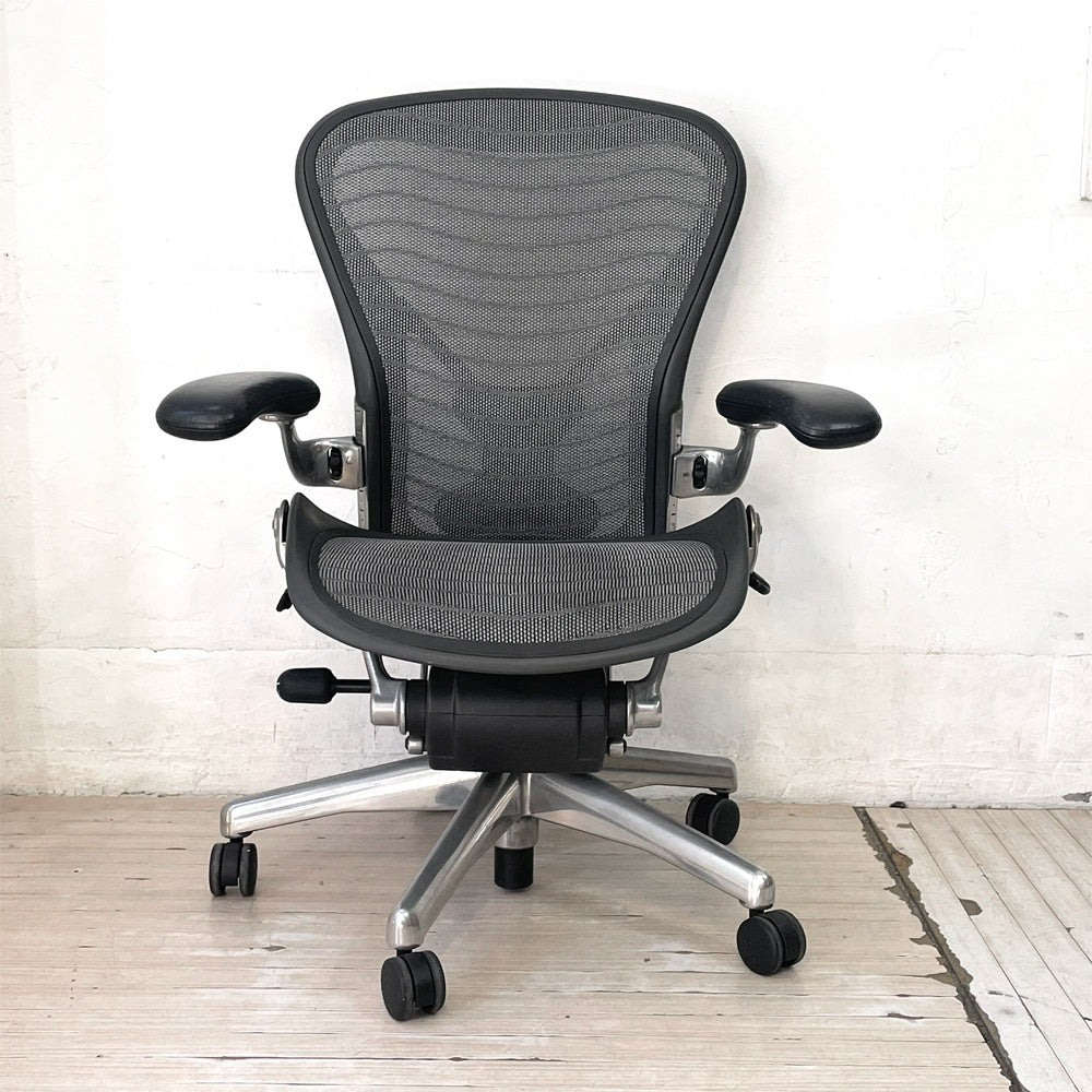 ハーマンミラー Herman Miller アーロンチェア Bサイズ ポスチャーフィット ウェイブ ポリッシュドアルミベース ビル・スタンフ ＆ ドン・チャドウィック ★