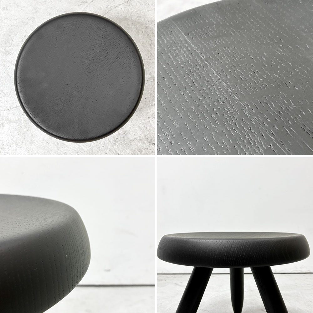 カッシーナ Cassina 524 ベルジェ スツール TABOURET BERGER オーク材 ブラック シャルロット・ペリアン 未使用 箱付き 美品 ●