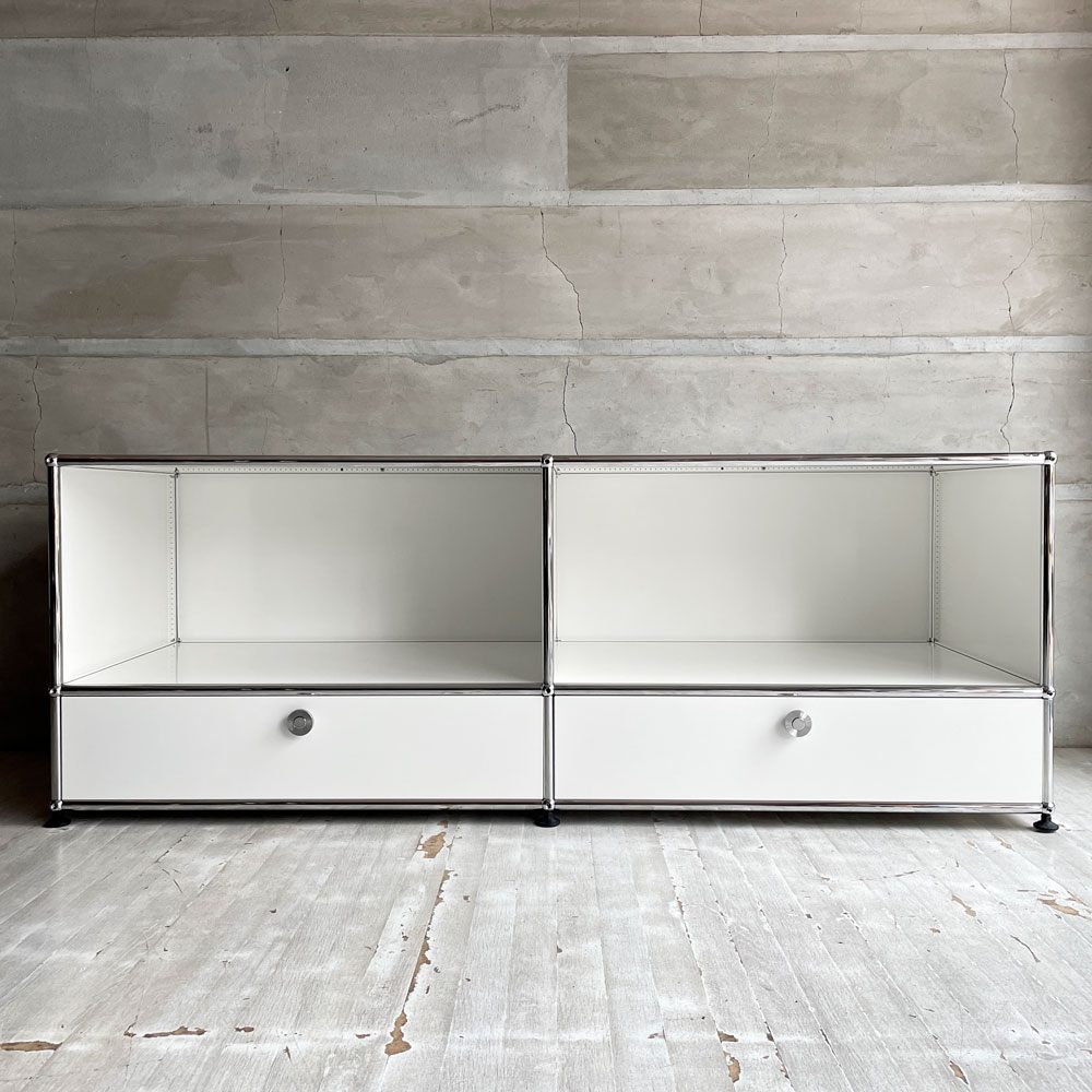 ユーエスエムハラー USMハラー USM Haller モジュラーファニチャー キャビネット シェルフ 2列2段 ドロップダウンドア ピュアホワイト ソフトクローズ機能 スイス 定価￥264,836-♪