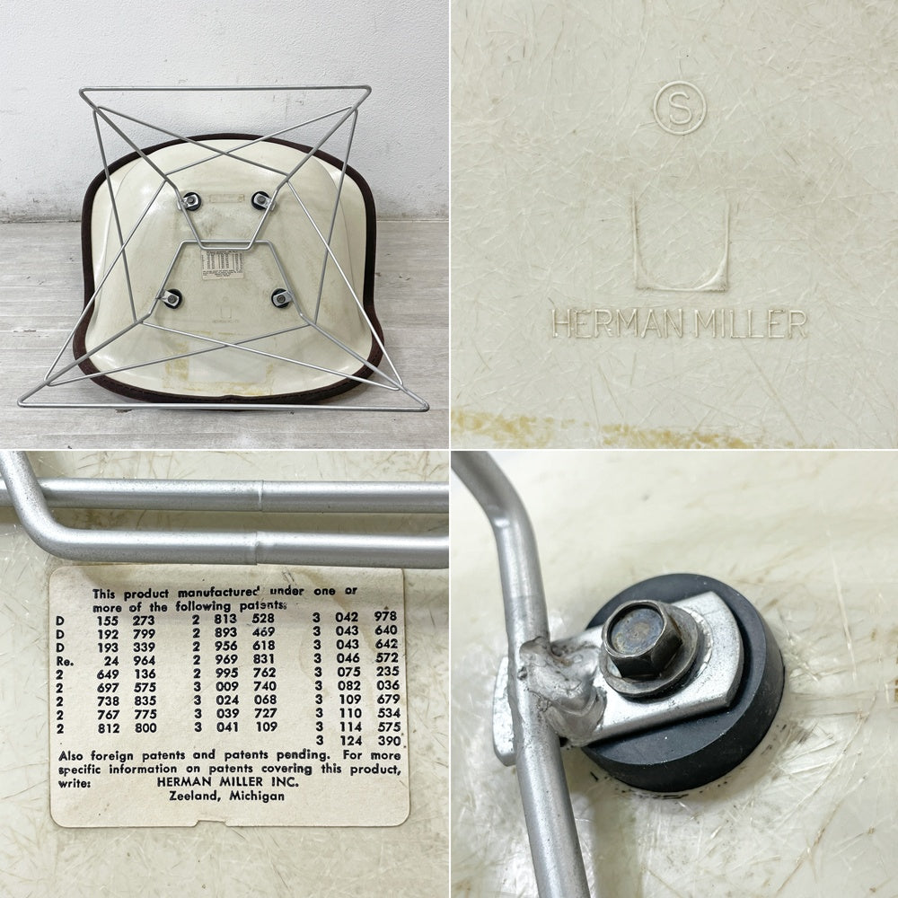 ハーマンミラー Herman Miller アームシェルチェア 2nd ビンテージ アプホルスター キャッツクレイドルベース ボーダー生地 新品張替済 C&R イームズ ミッドセンチュリー ●