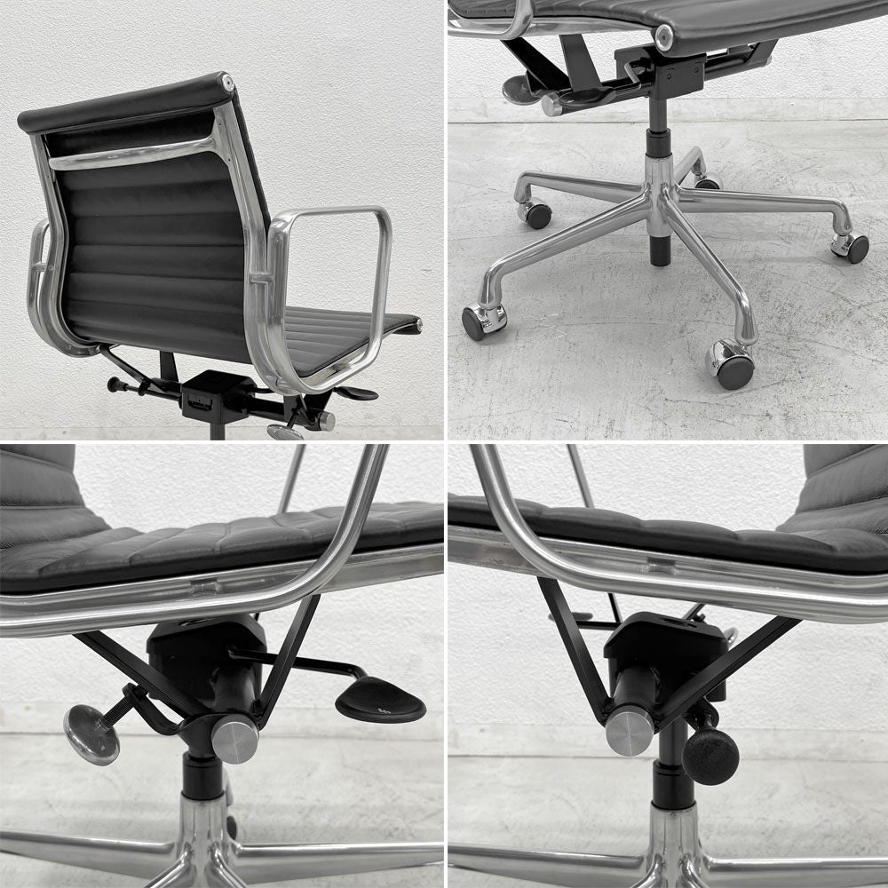 ハーマンミラー Herman Miller イームズアルミナムグループチェア マネージメントチェア アルミバフベース ガス圧昇降 5本脚 キャスター 本革 〓