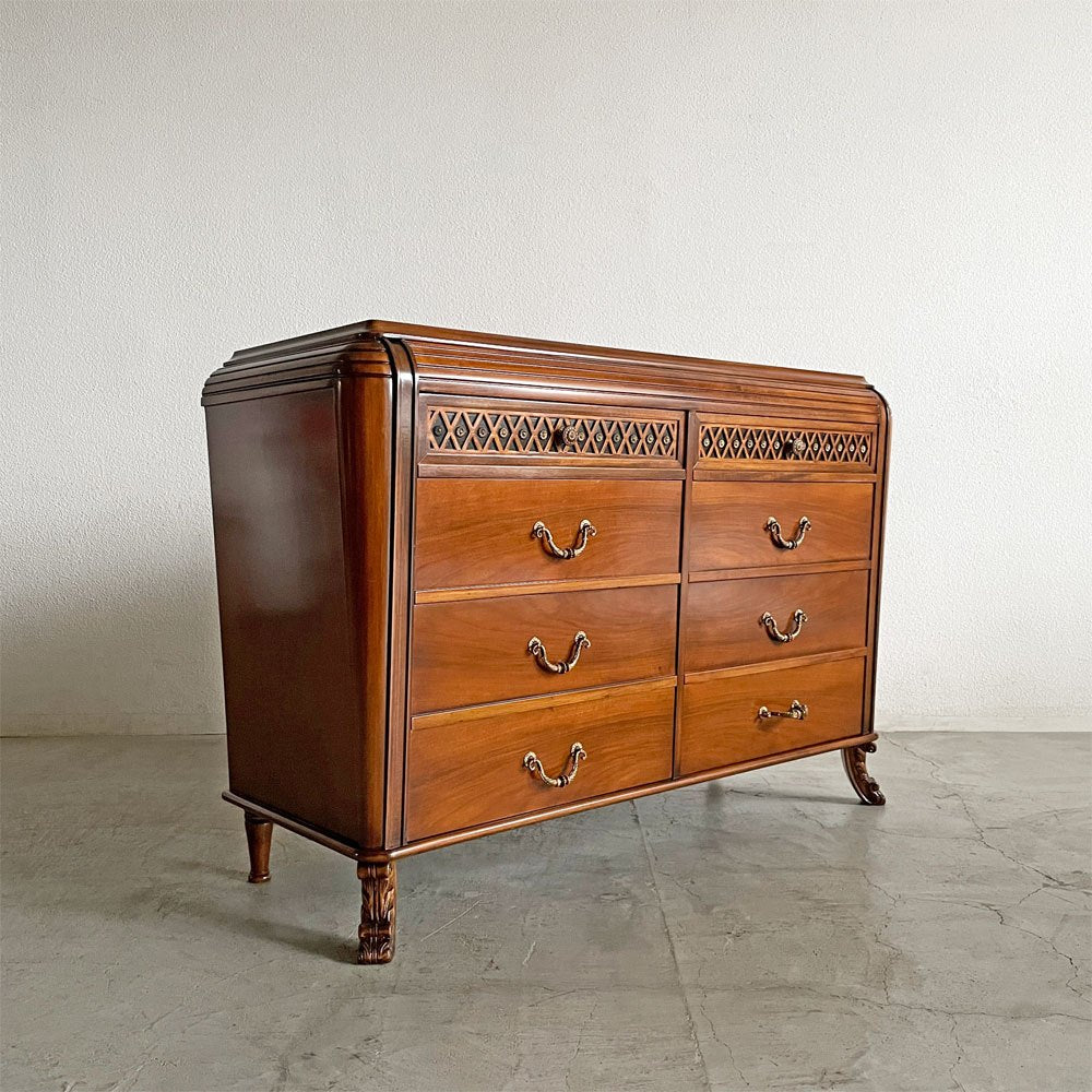 ヨーロピアンクラシカル European Classical ワイドチェスト サイドボード W146.5cm 抽斗8杯 アンティークスタイル 〓