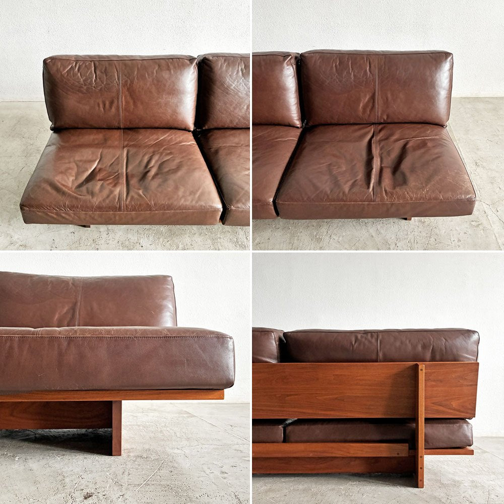 マスターウォール MASTERWAL モノ MONO SOFA 3シーターソファ 3人掛け W180cm ウォールナット無垢材 本革 ブラウンレザー 伊藤浩平 参考価格￥627,000- 〓