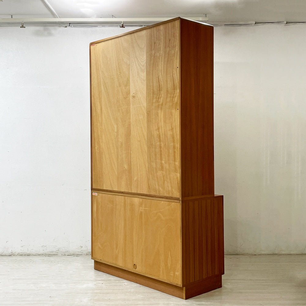 デューロン dyrlund ビンテージ キャビネット 飾り棚 チーク材 無垢材 蛇腹扉 ロールトップ W120cm デンマークビンテージ ●