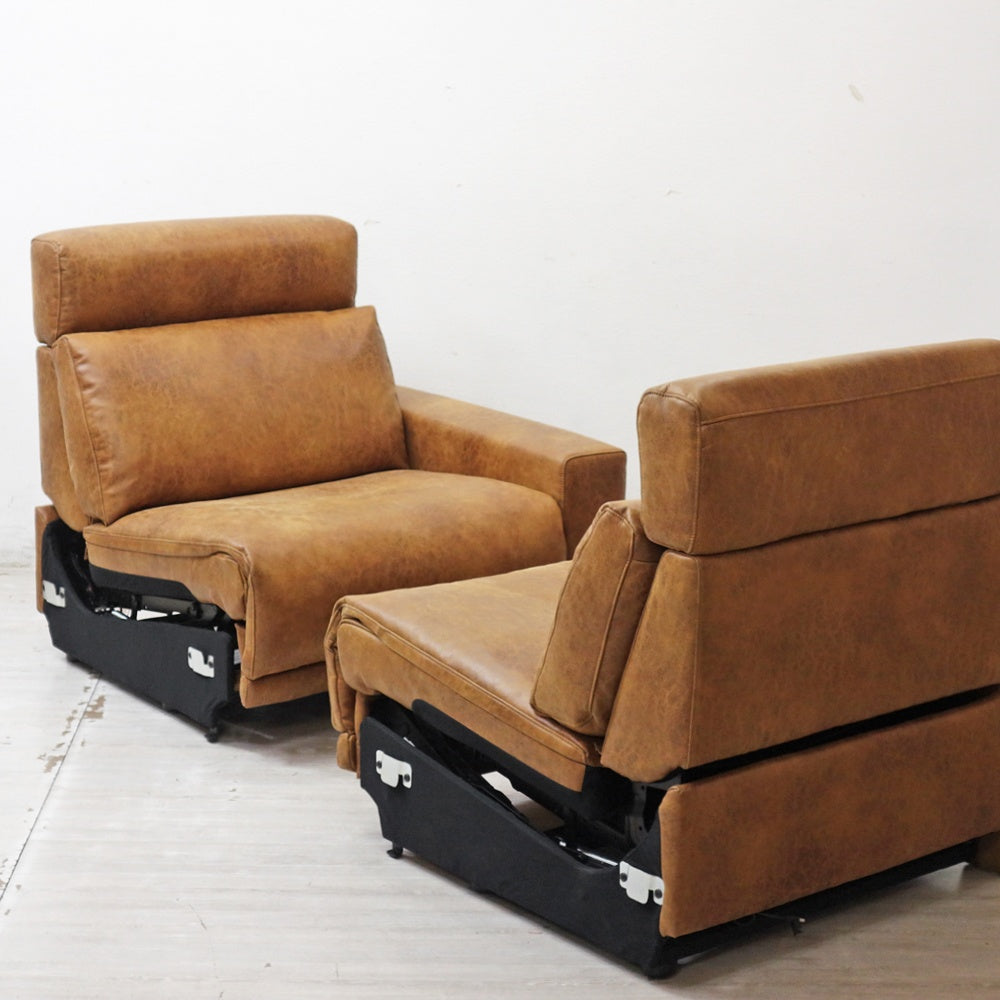 クラッシュゲート CRASH GATE グリード 2.5人掛け リクライニングソファ スーパーレザーテックス オーカーブラウン w180cm 関家具 美品 ●