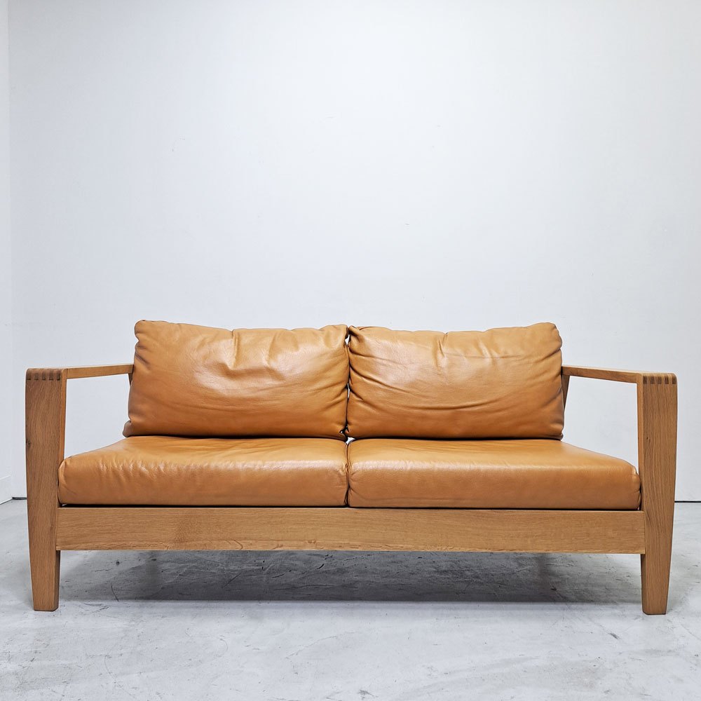 シギヤマ家具 SHIGIYAMA グリーン GREEN ローズマリー 2Pソファ ROSEMARY LOVE SOFA 本革 キャメル オーク無垢材 岩倉榮利 ●