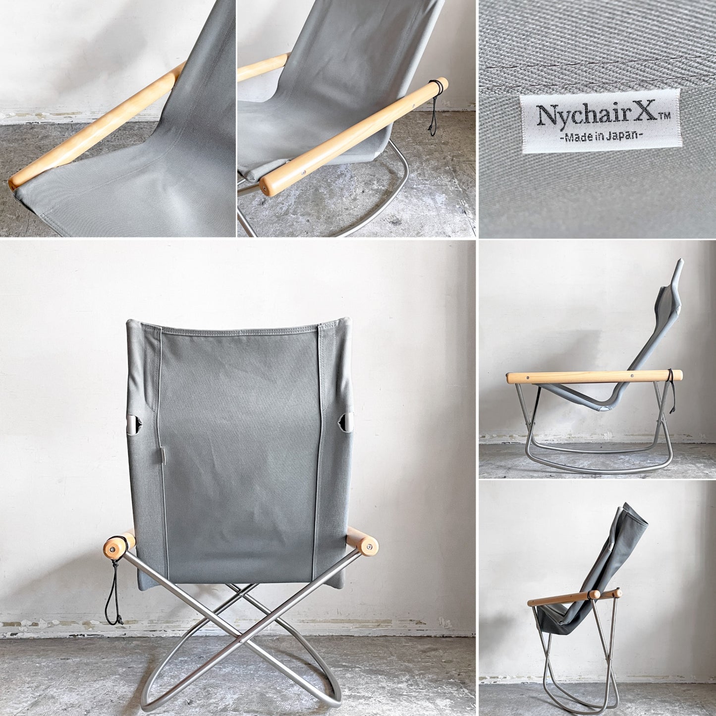 ニーチェアX  NY chair X フォールディングチェア ロッキング 折り畳み ナチュラル×グレー  MoMA 藤栄 新居 猛 ■