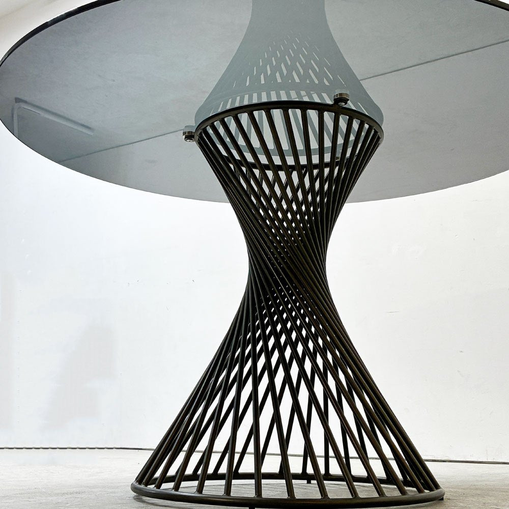 カリガリス calligaris ヴォルテックス ラウンドテーブル VORTEX Round table ダイニングテーブル スモークガラス天板×マットブロンズベース Φ120cm イタリアモダン 定価 ¥237,600- ●