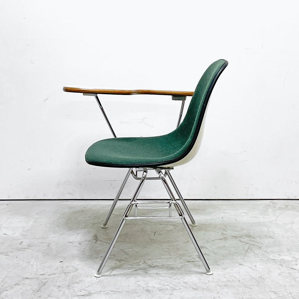 ハーマンミラー Herman Miller サイドシェルチェア セカンド 2nd ビンテージ アプホルスター スクールベース スタッキングベース 肘掛けテーブル付 イームズ ミッドセンチュリー C ●