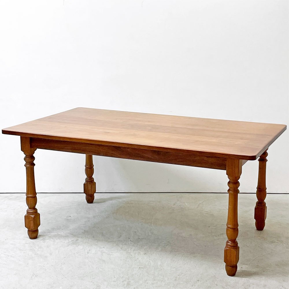ノックオンウッド Knock on wood コロニアルシリーズ ダイニングテーブル W160cm ウォールナット無垢材 アーリーアメリカン クラシカルデザイン 特注 オーダー仕様 ●