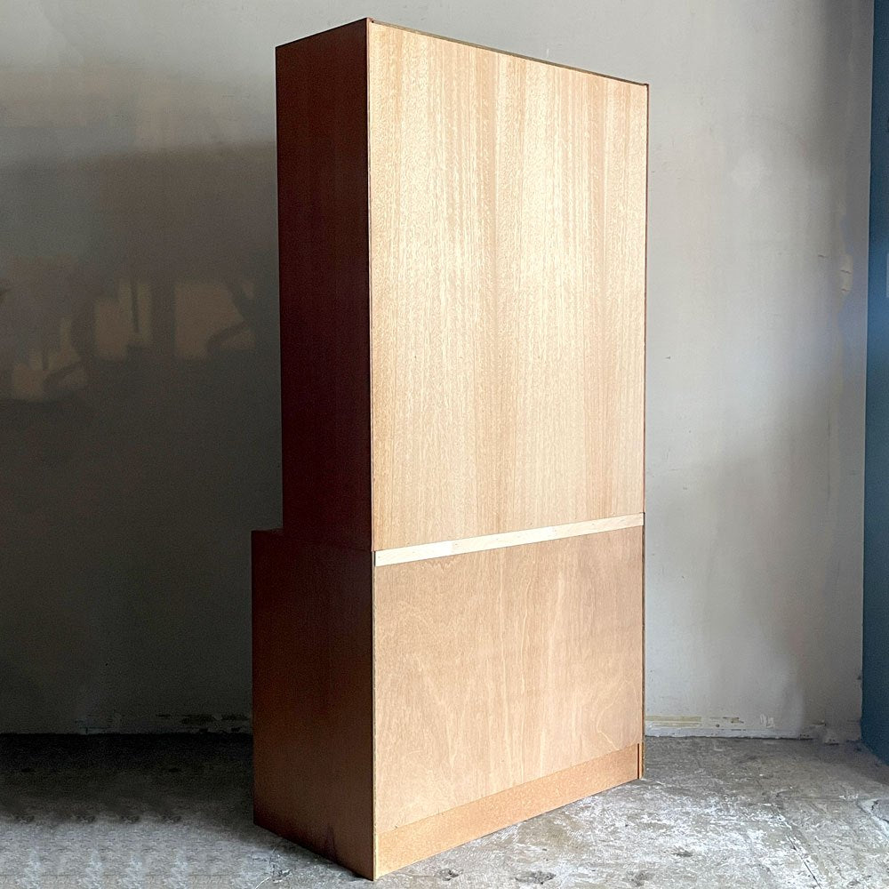 北欧ビンテージ Scandinavian Vintage チーク材 ライティングビューロー キャビネット ドロップダウンドア スライドドア 本棚 W87cm ■