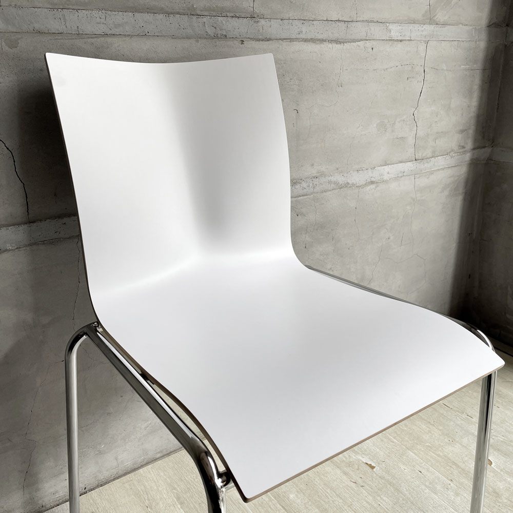 エンゲルブレヒト Engelbrechts チャリックチェア CHAIRIK Chair 101 ダイニングチェア スタッキング 4本脚 ホワイト プライウッド スチール デンマーク 未使用品 定価63,800円 ♪