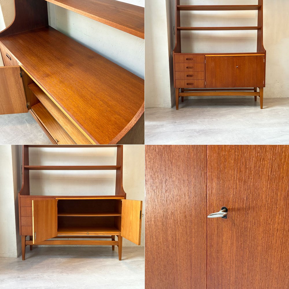 スウェーデンビンテージ Swedish vintage チーク材×ビーチ材 ブックシェルフ ルームディバイダー キャビネット room divider 北欧家具  ★