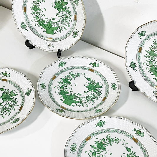 ヘレンド HEREND HVNGARY インドの華 プレート 5枚セット Φ25cm ハンドペイント 白磁食器 ハンガリー B ●