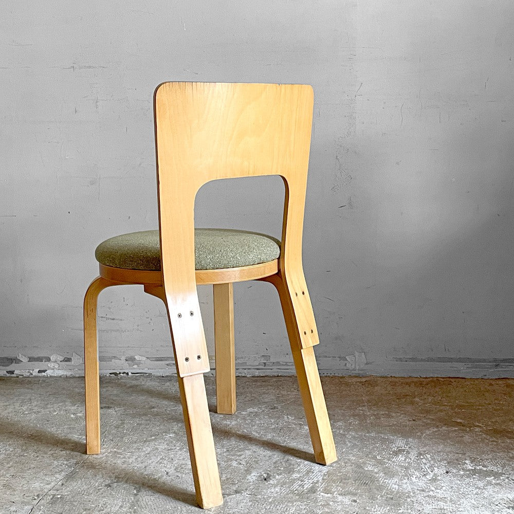 アルテック artek チェア66 CHAIR66 ダイニングチェア ナチュラルラッカー バーチ材 ファブリックシート アルヴァ・アアルト フィンランド 北欧家具 ビンテージ B ■