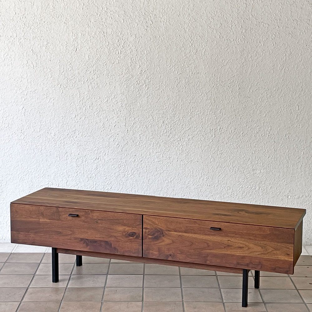 カーフ karf ノット Knot テレビボード TV board 150 Oak ローボード 150cm ウォールナット無垢材 ブラックスチール 定価￥198,000- ◇